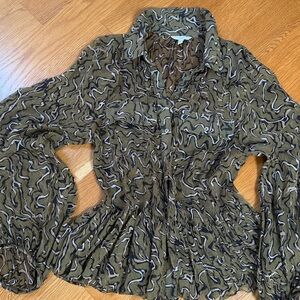 Silk Balloon-Sleeve Blouse by Joie